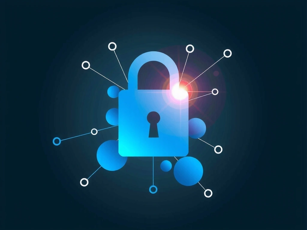 Ilustrație cu simboluri de securitate și confidențialitate a datelor